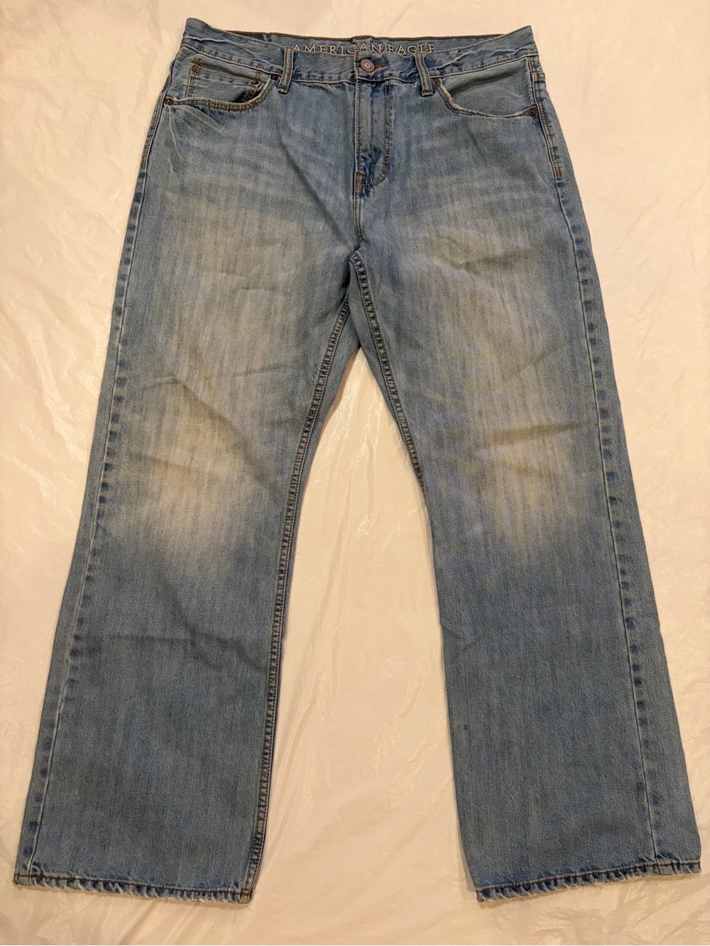American Eagle Jeans Men's 36x32 Blue Light Wash Bootcut 100% Cotton